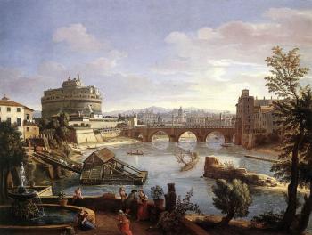 卡斯珀 阿德安斯 凡 維特爾 The Castel Sant'Angelo from the South